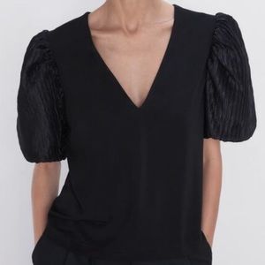 Zara Puff Sleeve V-Neck top